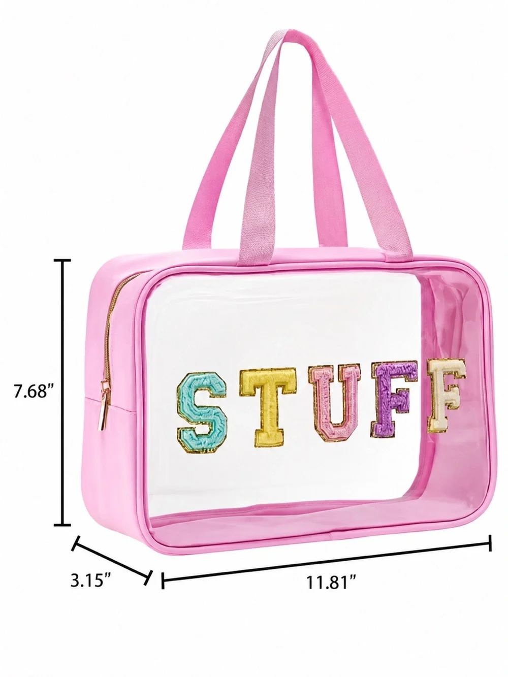 Pink “STUFF” Clear Bag - Stadium, Travel, Beach, Cosmetics & Everyday Organizer